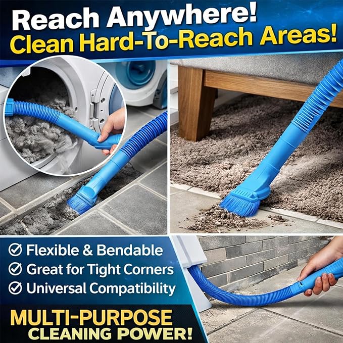 2026 Upgraded Dryer Vent Cleaning Kit for Vacuum, Universal Dryer Lint Vacuum Attachment with Long Flexible Hose & Brush, Dryer Lint Vac Attachment for Quick Lint Removal, for Vacuum Cleaners (Purple)
