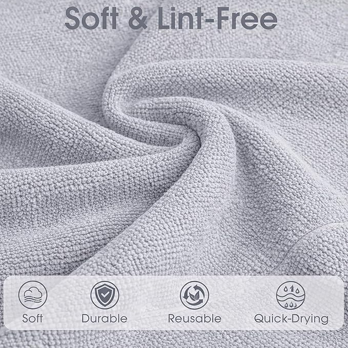 Microfiber Cleaning Cloth Roll - 100 Pack Tear Away Microfiber Paper Towels, Reusable, Washable, Scratch-Free, Kitchen Towels for Car, Home, Kitchen, Glass, Dishes (Light Grey)