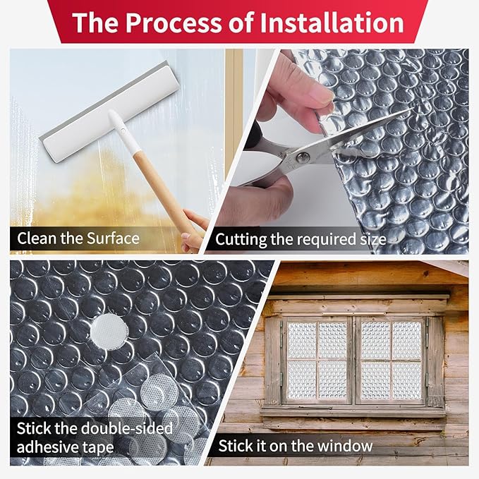 47.2 in X 20ft Reflective Bubble Insulation Aluminum Foil Sheets, Bubble Wrap for Packing Attic Door Insulation Cover, Window Tint for Home Heat Blocking, Window Film, Garage Door Screen，3mm