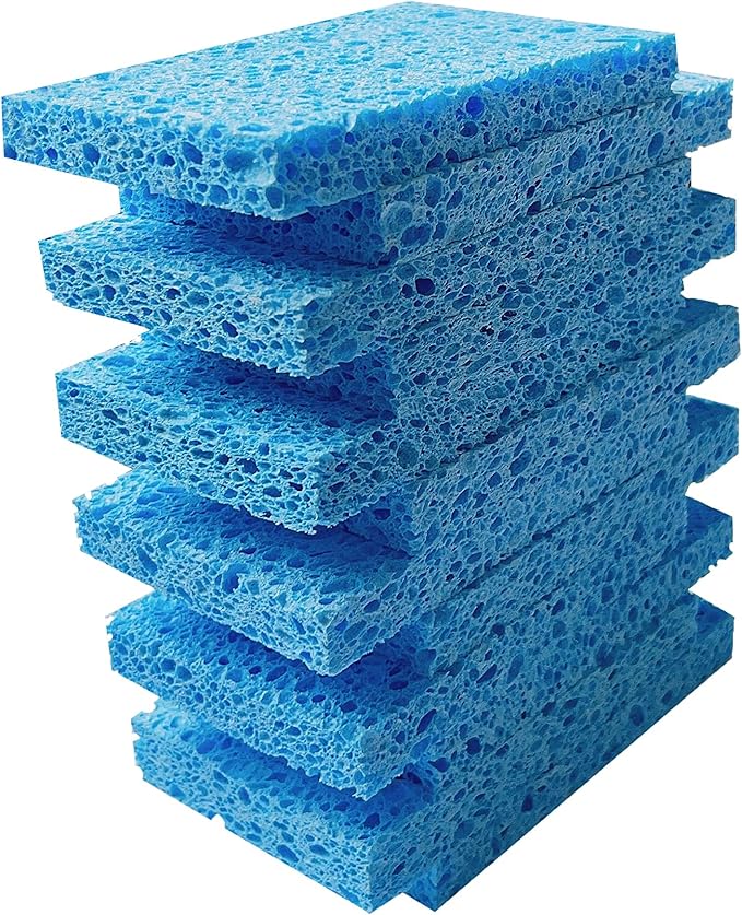 Heavy Duty Cleaning Scrub Wood Pulp Sponge,Non-Scratch (Pack of 12)