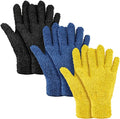 Patelai 3 Pairs Microfiber Plant Dusting Gloves Leaf Cleaning Gloves for Indoor Plants, Blinds, Furniture, House(Large,Black, Navy, Yellow)