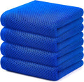 Kitinjoy 100% Cotton Waffle Weave Kitchen Hand Towels (13 X 28 Inches, Blueberry), 4-Pack Super Soft and Absorbent Dish Towel for Drying Dishes