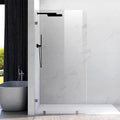 43" W ×80" H Shower Glass Panel, Frameless Fixed Glass Shower Panel with Clamps, 3/8" (10mm) Thick Clear Certified Tempered Shower Door, Bathroom Shower Screen in Space Gray UKH07B2-43X80-SG