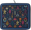 Lapis Blue Dish Drying Mat for Kitchen Counter Flowers Microfiber Absorbent Dish Draining Reusable Washable Small