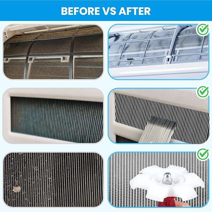 10PCS Air Conditioner Fin Comb Cleaner kit AC Coil Cleaning Brush 5 Different Fin Combs Condenser Fin Straightener AC Evaporator Comb Radiator Repair Clean Tool (10)
