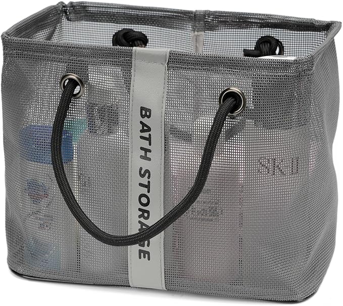 Bath Storage Shower Caddy Organizer for Bathroom, College Dorm, Camp, Gym (Small Grey)