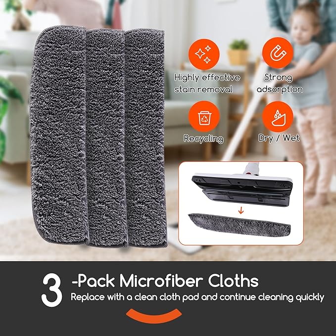 Lightweight Stick Vacuum Cleaner, Unique Vacuum and Mop Combo - 3 Dust Filters/Microfiber Pads,Corded Stick Vacuums & Electric Brooms - 400W 12Kpa Suction for Kitchen, Bedroom, Living Room
