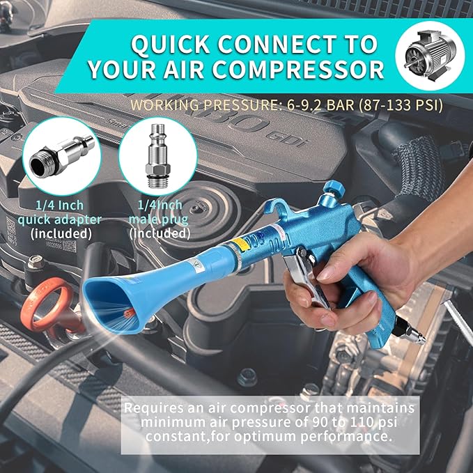 Tornado Dry Car Cleaning Gun Detailing Interior Dryer Air Blow Gun for Car Detailing Air Gun Car Dust Cleaner Air Compressor Blower Gun with Nozzle and Auto Detailing Dusting Brush