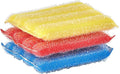 Superio Heavy-Duty Scrubber, Hand-Friendly Kosher PotScrubber for Non-Scratch Dish Washing (Yellow-Blue-Red/Pink)