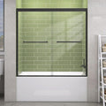 GETPRO Tub Shower Door Sliding 50-54 in. W x 58 in. H Semi-Frameless Bypass Double Sliding Bathtub Door for Bathroom,1/4 inch Clear Tempered Glass Tub Door Matte Black