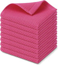Kitinjoy 100% Cotton Kitchen Dish Cloths (12 X 12 Inches, Hot Pink), 8 Pack Waffle Weave Ultra Soft Absorbent Dish Towels for Drying Dishes Quick Drying Kitchen Towels Dish Rags