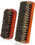 Shoe Brush, 2Pcs Shoe Cleaning Brush, Horsehair Shoe Brush, Shoe Brushes for Cleaning, Shoe Polish Brush, Boot Brush for Leather, Horse Hair Brush for Care Leather Shoes Clean Dauber Applicators