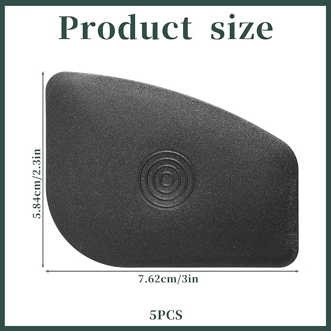 Pan Scraper Tool 5 Pack Plastic Pot Scraper Dish Scrapers for Cast Iron Food Scrapers Tool Non-Scratch Plastic Bowl Scraperes for Cleaning Grease Burnt Food （Black Thickness 0.078 inches