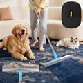 AIERSA Multifunctional Carpet Rake for Pet Hair Removal Tool 2 in 1 Metal and TPU Matted Carpet Scraper 54" Dog Hair Broom with Electrostatic Remover Glove for Couch Furniture Car