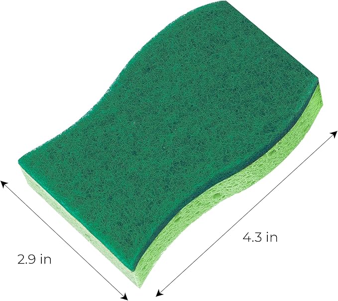 Smart Design Heavy Duty Cellulose Smart Scrub Sponge - Set of 9 - Ultra Absorbent - Ergonomic Shape - - Cleaning, Dishes, & Hard Stains - Green