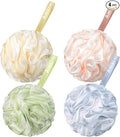 AmazerBath Loofah Sponge 75g/Piece, Exfoliating Bath Sponge Body Scrubber - Loofa Set of 4 - Cotton Candy Quartet, Large