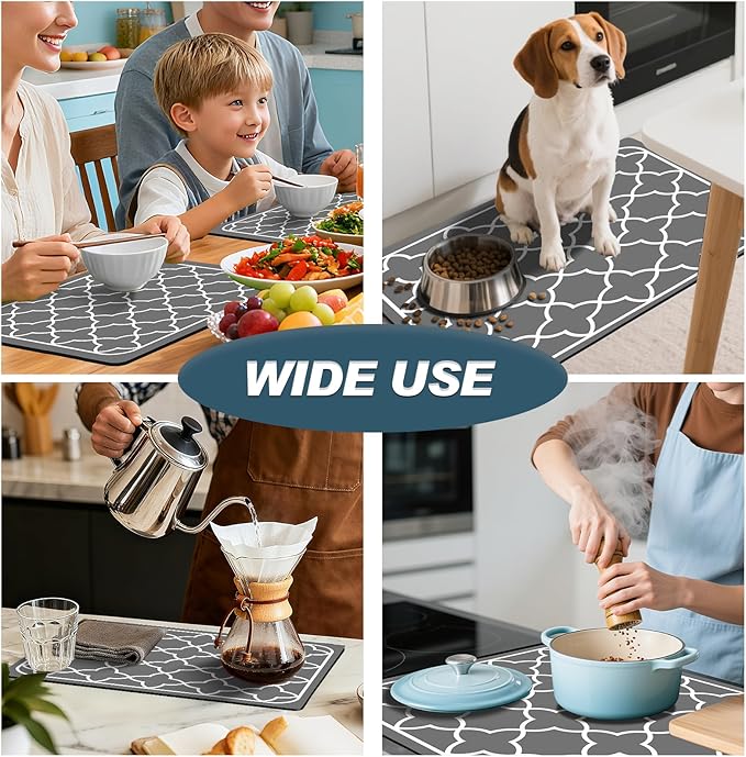 Dish Drying Mats for Kitchen Counter, Waterproof Coffee Mat for Countertop, Under Sink Mats, Coffee Bar Mat Accessories