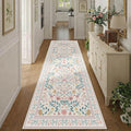 2'6" x 8' Floral Runner Rug, Washable Runners for Hallways, Pink Vintage Boho Kitchen Rugs, Non Slip Hallway Runner Carpet for Indoor Hallway, Kitchen, Laundry Room and Bathroom