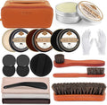 CHMI 16PCS Leather Shoe Polish Kit,Shoe Shine Kit with Black/Brown Shoe Polish,Shoe Bruhses for Leather Boot Care and Cleaning,Shoe Shine Gifts for Men