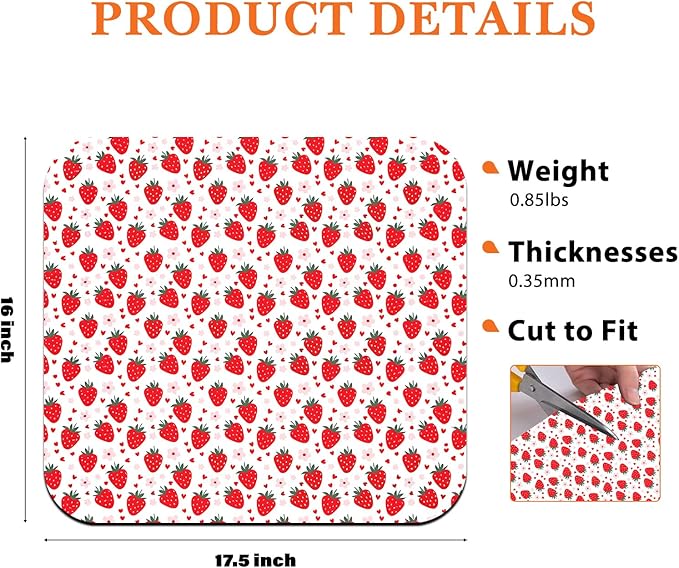 Strawberry Dish Drying Mat - Summer Strawberry Absorbent Dish Drying Mat for Kitchen Counter, Coffee Maker Mat for Countertops, Dish Rack Drainer Mat, Strawberry Kitchen Decor 16x17.5 Inch
