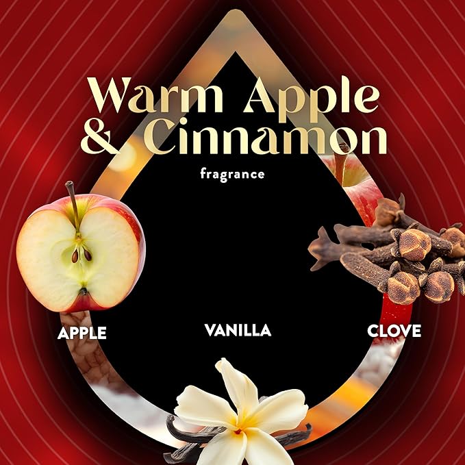 Air Wick Vibrant Plug In Scented Oil Refill, Infused with Essential Oils, Plug In Air Fresheners for Home, Fall Scent, Fall Décor, Warm Apple & Cinnamon, 5 ct