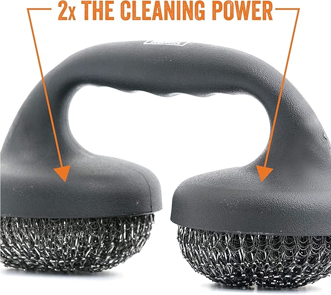 Yukon Glory™ Premium BBQ Grill Brush Easy Grip Double Pad Stainless Steel Cleaner for Gas and Charcoal Grill- Safe for Ceramic, Steel, Cast Iron Grill Grate- Grilling Gifts