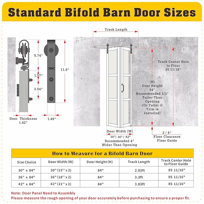 Bifold Closet Doors, 42"（21" x2） x 84", 3 Lites Frosted Glass Bifold Door with Brushed Nickel Sliding Hardware Kit Set, Pre-drilled Bi fold Barn Door Slab, 3.83FT Track for 2 Doors