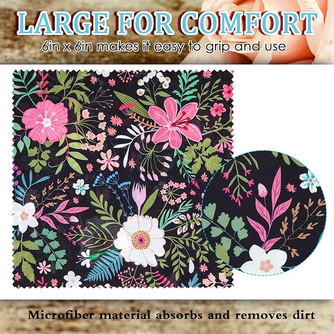 Weewooday 18 Pieces Glasses Cleaning Cloth Cute Flower Spring Floral Design Microfiber Cleaning Cloth Llama Eye Glasses Lens Cleaner Cloth Glasses Reusable Cloth Wipes for Phone (Floral)