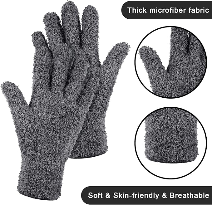 Patelai 3 Pairs Microfiber Plant Dusting Gloves Leaf Cleaning Gloves for Indoor Plants, Blinds, Furniture, House(Orange, Brown, Dark Gray,Small)