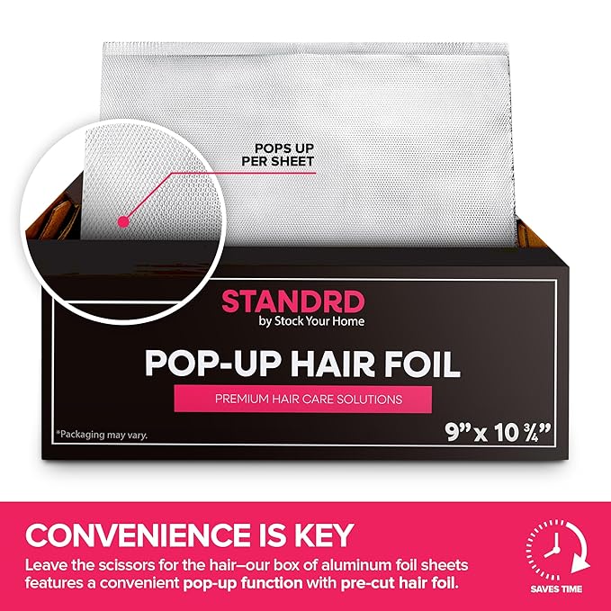 Stock Your Home 500 Count Aluminum Foil for Hair Highlighting, 9” Pop Up Foil Sheets for Salon or Home Use, Embossed Disposable Hair Foils for Highlighting, Coloring Hair, Wide Foil for Hair Stylist