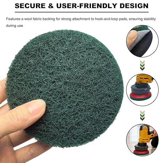 20 PCS 4 Inch 240 Grit Hoop and Loop Scrubber Scouring Pads Drill Scuffing Disc Flocking Scuff Pads, Conditioning Discs Polishing Pads for Furniture Automotive Cleaning, Rust Removal