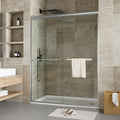 56"-60" w x 72" H Double Sliding Shower Door, Semi-Frameless Bypass Bathroom Door with 5/16" Tempered Glass,Brushed Nickel Finish for Walk-in Shower