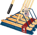 4-Pack - 36" Heavy Duty Outdoor Push Broom with 60" Handle. Ideal for Asphalt, Concrete & Heavy Debris. Durable American Made Steel Brackets-Stainless Steel Hardware. No Plastic. 100% USA Made