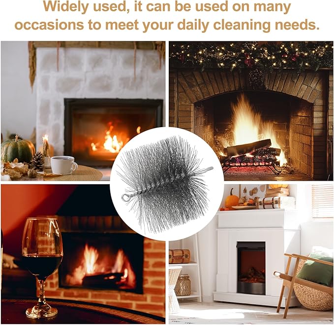 PATIKIL 6" Wire Chimney Cleaning Brush, Steel Round Chimney Sweep Brush with M6 Fitting for Cleaning Fireplace Burning Stove Tent Dryer Pipes, Silver