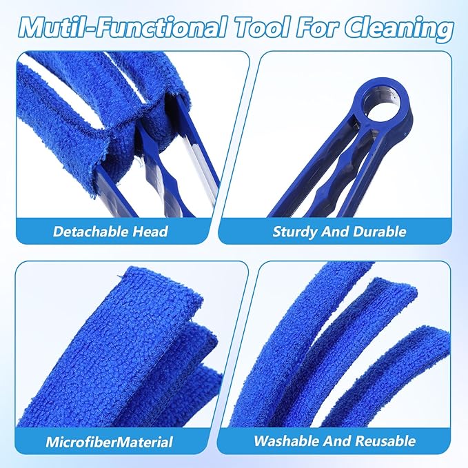 Blind Cleaner Duster Tool, 2 Pack 3 Arms Blind Duster with 4 Microfiber Sleeves Window Blinds Cleaner Tool for Car Air Condition Vent Cleaning Tools