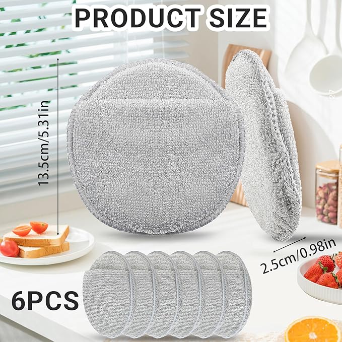 6Pcs 5'' Wax & Oil Applicator Pads - Reusable Microfiber Cleaning Pad - Scratch-Free Sponge Pads for Cutting Board Maintenance, Versatile Home Polishing - Machine Washable for Long-Term Use