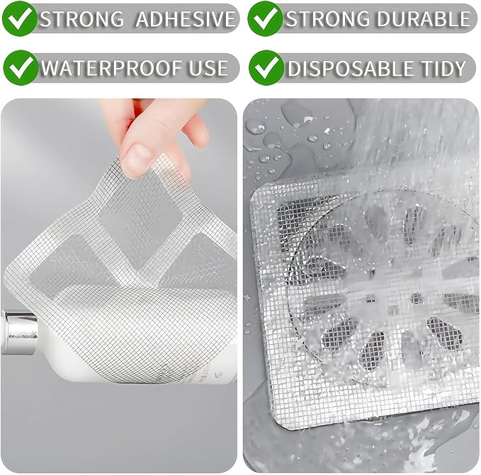 60 Pack Disposable Shower Drain Hair Catcher, 4" X 4" Disposable Drain Hair Catcher, Floor Drain Filter Stickers, Square Shower Drain Mesh Sticker, Bathroom, Laundry, Bathtub, Kitchen, Sink