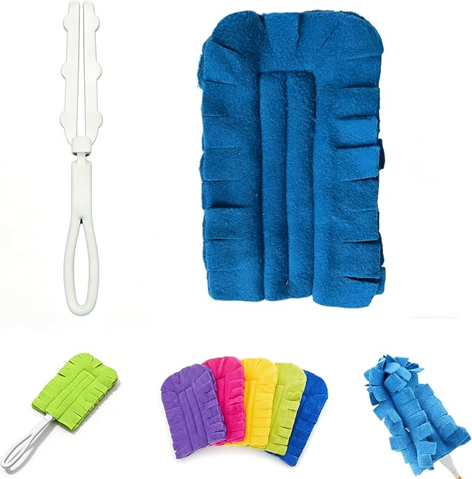 Duster Refills Reusable, 360° Electrostatic Duster Refills - The Sustainable Choice for A Dust-Free Home - Washable Reusable Duster Refills with Microfiber Dusting Heads for Home Cleaning (Blue)