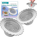 Kitchen Sink Drain Strainer, Patented 304 Stainless Steel Reversible Mesh Strainer with Flexible Chain, Handcrafted Anti-Clog Garbage Disposal Tool, Easy to Clean - 2 Pack