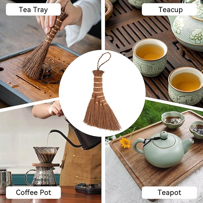 Hand Whisk Broom, 5.9in Small Whisk Broom Hand Held Tea Tray Brush for Cleaning Tea Leaves, Small Corn Broom Heavy Duty for Indoor or Outdoor Use