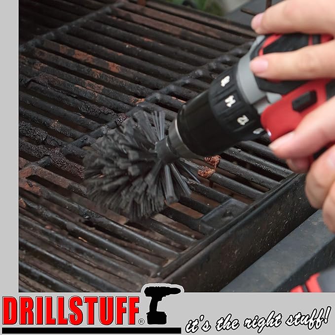 Ultra Stiff Black Mini Original BBQ Grill Brush - Electric Spin Scrubber for BBQ Grill Cleaning - Outdoor Cleaning Supplies, Ideal for Brick, Concrete, Metal, Fireplace Grates & Electric Smokers