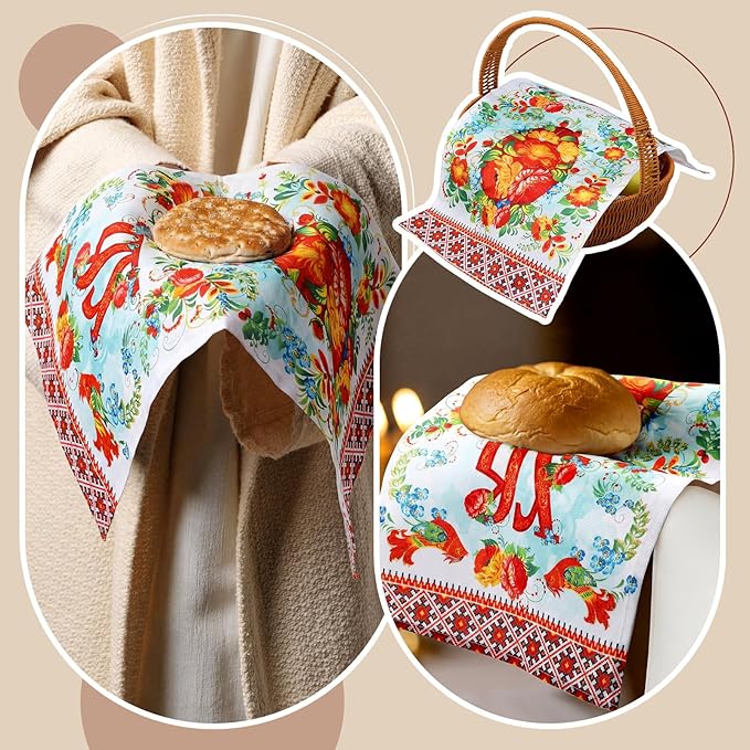 Easter Orthodox Pascha Basket Cover Table Decoration Religious 22" Traditional Easter Egg Floral Basket Towel Ukrainian Style Xb Pattern Fabric Communion Greek Christian