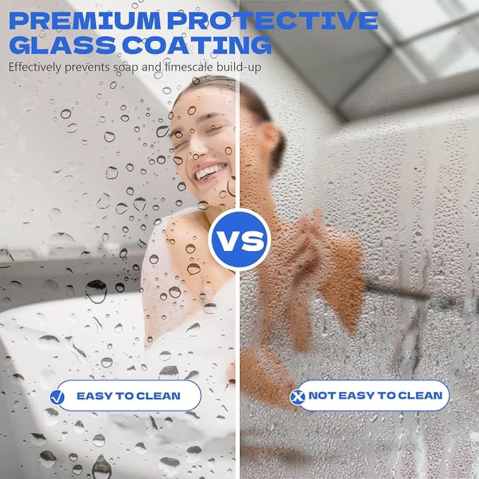 Frameless Bathtub Shower Door, 34" W X 58" H Single Fixed Bath Panel with Clamps, 1/4"(6mm) Clear Tempered Glass Bathroom Shower Screen, Bathtub Glass Panel in Matte Black