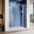 SUNNY SHOWER Frameless Shower Door 48" W x 76" H, Single Sliding Shower Glass Door, 5/16" Tempered Glass, Bathroom Sliding Door in Brushed Nickel