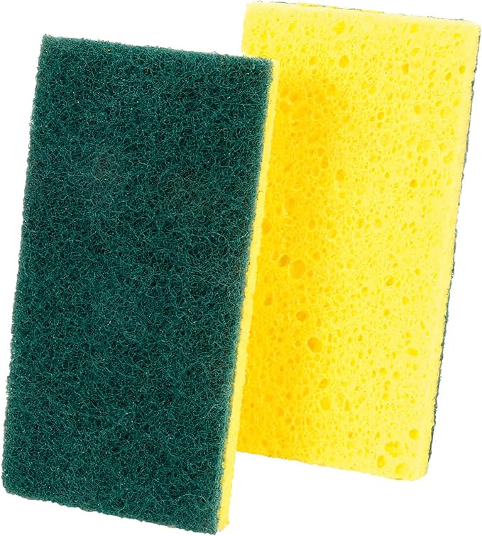 Global Industrial Heavy Duty Scrub Sponge, Yellow/Green, 3.25" x 6.25", Case of 20 Sponges