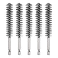 HARFINGTON 5Pcs Bore Brush Stainless Steel 15mm Dia Cleaning Twisted Wire Brush Tube Pipe Cleaner with Handle 1/4 Inch Hex Shank for Tubes, Ports, Bearings