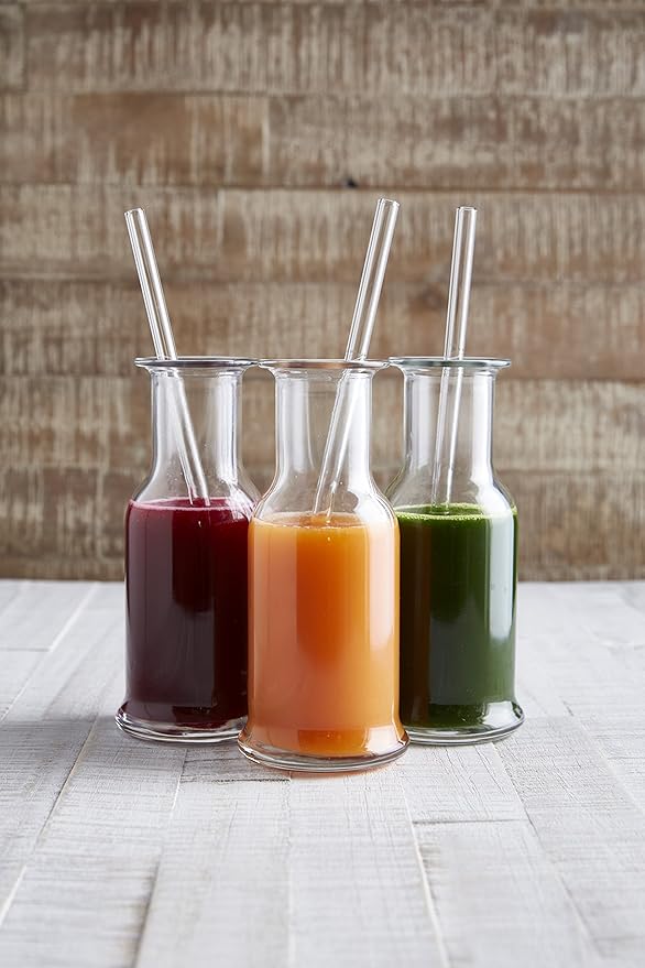 HALM Glass Straws - 6x 9 inch Reusable Drinking Straws + Plastic-Free Cleaning Brush - Made in Germany - Dishwasher Safe - Eco-Friendly - Straight - Perfect for Smoothies, Cocktails