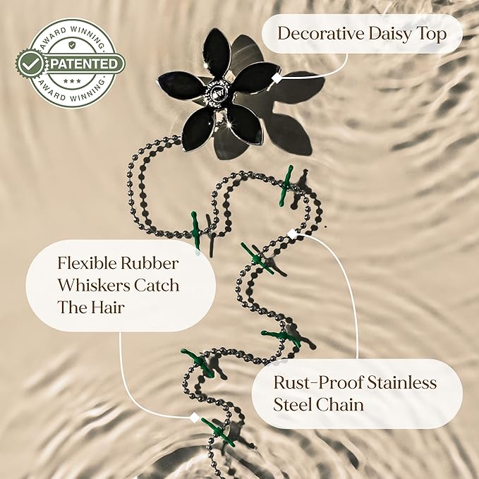 DrainWig Shower Hair Catcher Disposable Drain Protector (Silver Flower, 12 Count)
