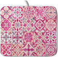 Pink Mexican Tiles Dish Drying Mat Absorbent Microfiber Dish Drying Pad for Kitchen Multi-use Large
