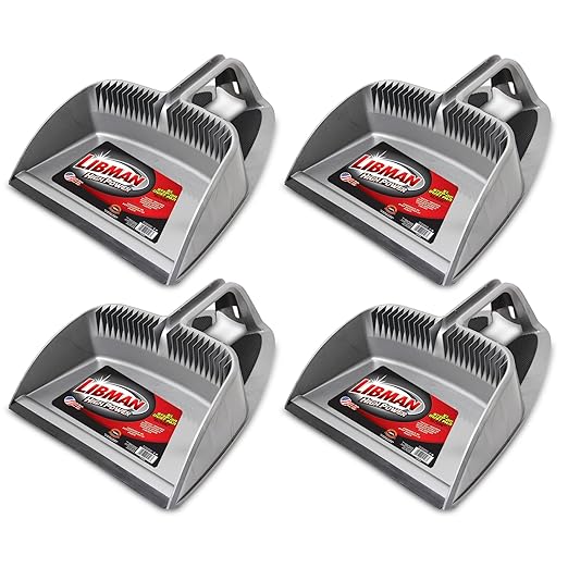 Libman Commercial 2126 Step-On Dust Pan, Polypropylene, 16" Wide, Gray and Black (Pack of 4)